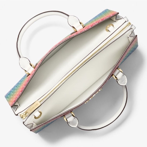 Michael Kors Sheila Medium Rainbow Signature Logo Satchel Bag Rainbow - Picture 9 of 10